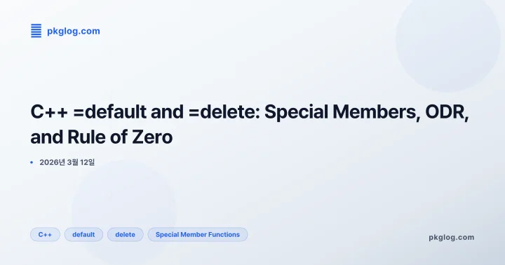 C++ =default and =delete: Special Members, ODR, and Rule of Zero