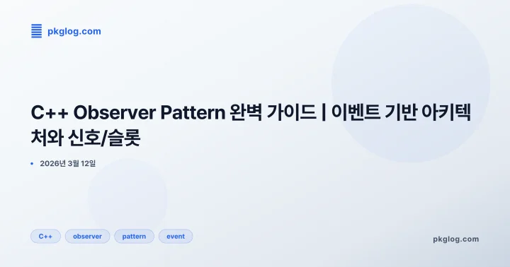 C++ Observer Pattern 완벽 가이드 | 이벤트 기반 아키텍처와 신호/슬롯