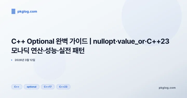 C++ Optional 완벽 가이드 | nullopt·value_or·C++23 모나딕 연산·성능·실전 패턴
