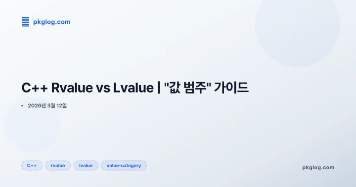 C++ Rvalue vs Lvalue | "값 범주" 가이드