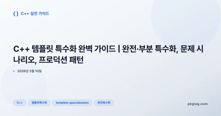 C++ 템플릿 특수화 완벽 가이드 | 완전·부분 특수화, 문제 시나리오, 프로덕션 패턴