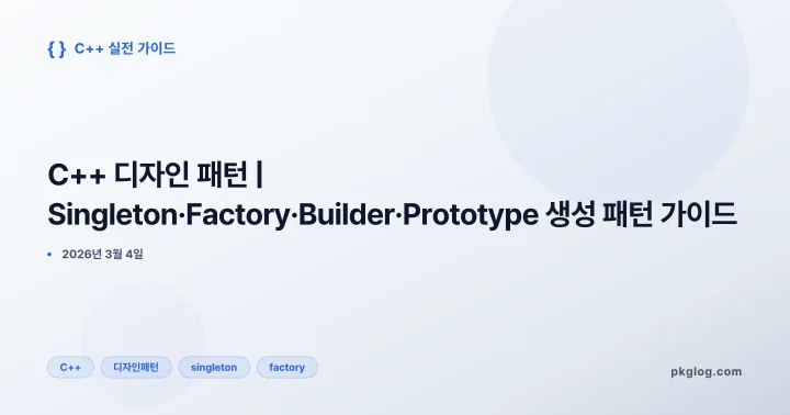 C++ 디자인 패턴 | Singleton·Factory·Builder·Prototype 생성 패턴 가이드