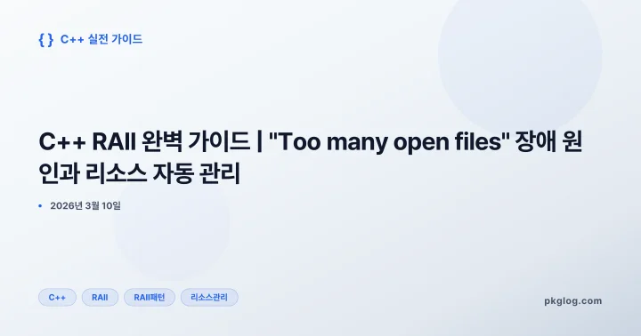 C++ RAII 완벽 가이드 | "Too many open files" 장애 원인과 리소스 자동 관리