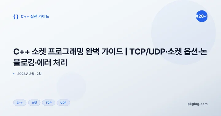 C++ 소켓 프로그래밍 완벽 가이드 | TCP/UDP·소켓 옵션·논블로킹·에러 처리 [#28-1]