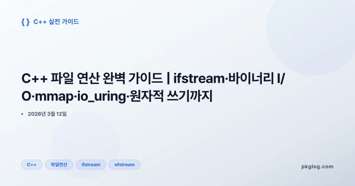 C++ 파일 연산 완벽 가이드 | ifstream·바이너리 I/O·mmap·io_uring·원자적 쓰기까지