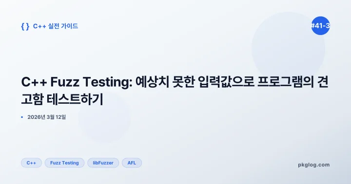 C++ Fuzz Testing: 예상치 못한 입력값으로 프로그램의 견고함 테스트하기 [#41-3]