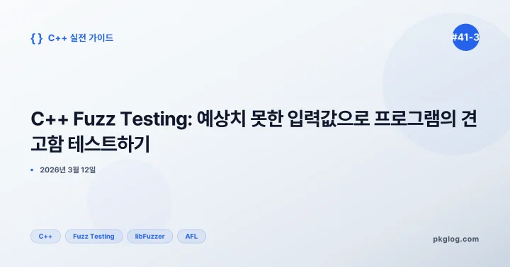 C++ Fuzz Testing: 예상치 못한 입력값으로 프로그램의 견고함 테스트하기 [#41-3]