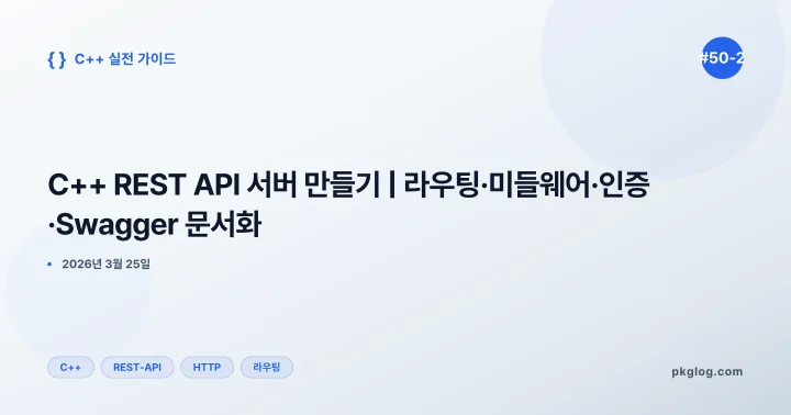 C++ REST API 서버 만들기 | 라우팅·미들웨어·인증·Swagger 문서화 [#50-2]