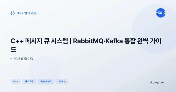 C++ 메시지 큐 시스템 | RabbitMQ·Kafka 통합 완벽 가이드 [#50-7]