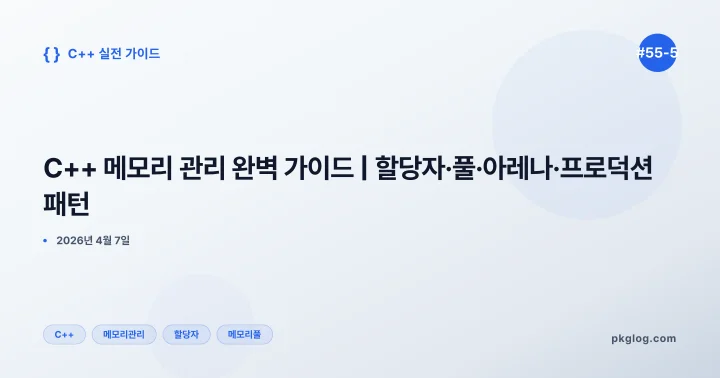 C++ 메모리 관리 완벽 가이드 | 할당자·풀·아레나·프로덕션 패턴 [#55-5]