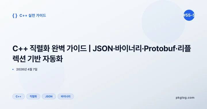 C++ 직렬화 완벽 가이드 | JSON·바이너리·Protobuf·리플렉션 기반 자동화 [#55-5]