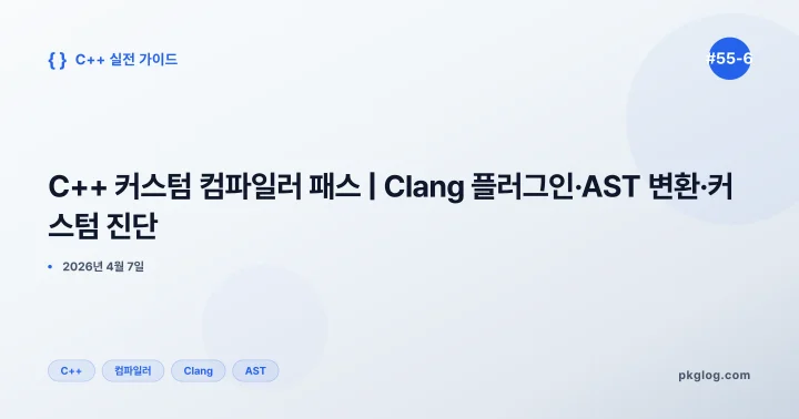 C++ 커스텀 컴파일러 패스 | Clang 플러그인·AST 변환·커스텀 진단 [#55-6]