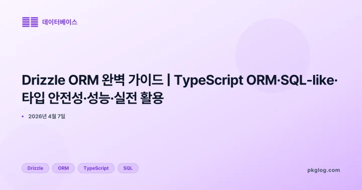 Drizzle ORM 완벽 가이드 | TypeScript ORM·SQL-like·타입 안전성·성능·실전 활용