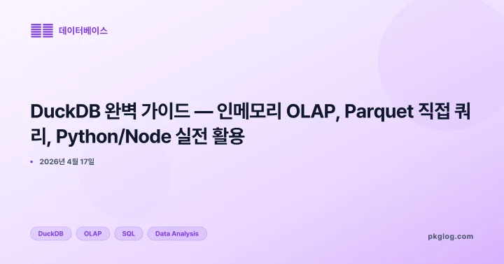 DuckDB 완벽 가이드 — 인메모리 OLAP, Parquet 직접 쿼리, Python/Node 실전 활용