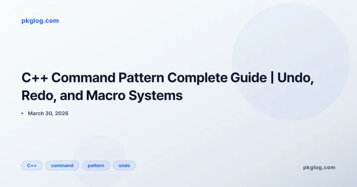 C++ Command Pattern Complete Guide | Undo, Redo, and Macro Systems