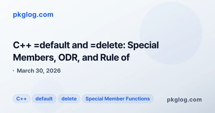 C++ =default and =delete: Special Members, ODR, and Rule of