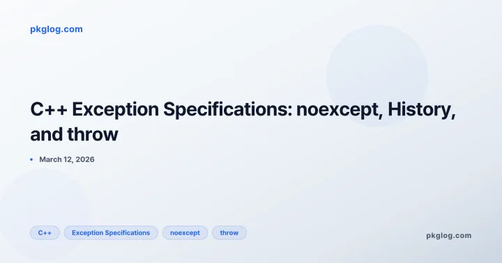 C++ Exception Specifications: noexcept, History, and throw