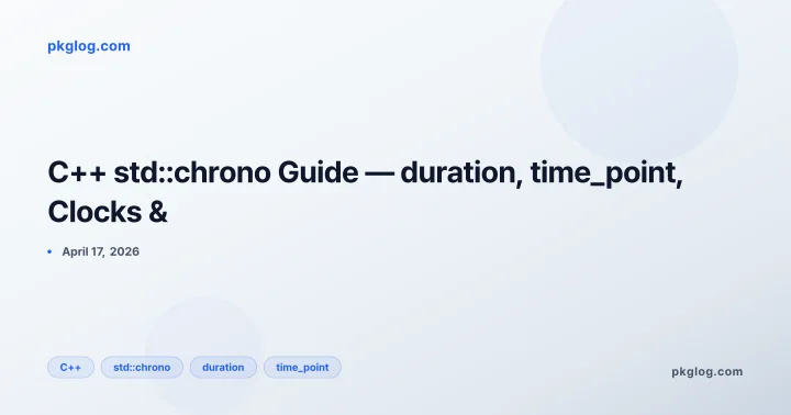 C++ std::chrono Guide — duration, time_point, Clocks &