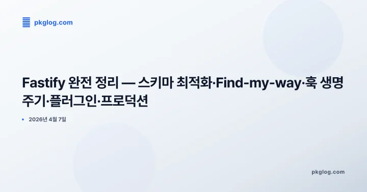 [2026] Fastify 완전 정리 — 스키마 최적화·Find-my-way·훅 생명주기·플러그인·프로덕션