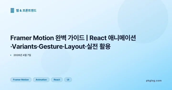 Framer Motion 완벽 가이드 | React 애니메이션·Variants·Gesture·Layout·실전 활용