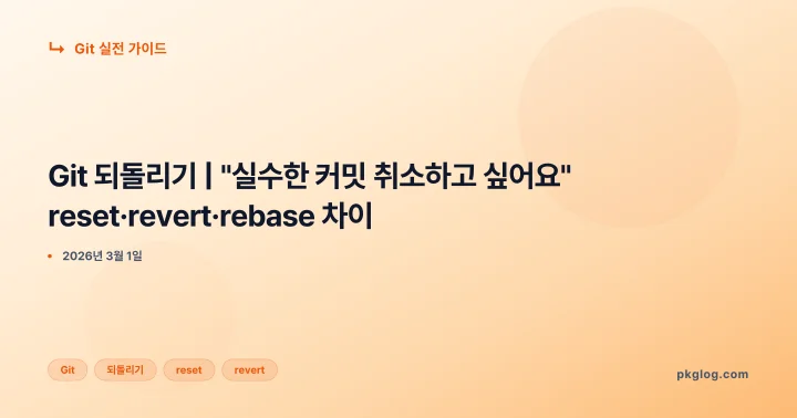 Git 되돌리기 | "실수한 커밋 취소하고 싶어요" reset·revert·rebase 차이