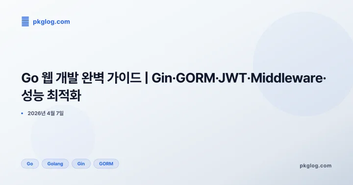 Go 웹 개발 완벽 가이드 | Gin·GORM·JWT·Middleware·성능 최적화