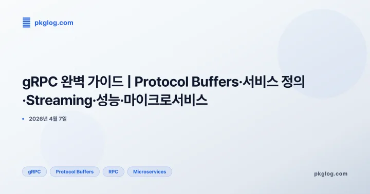 gRPC 완벽 가이드 | Protocol Buffers·서비스 정의·Streaming·성능·마이크로서비스