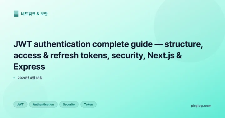 [2026] JWT authentication complete guide — structure, access & refresh tokens, security, Next.js & Express