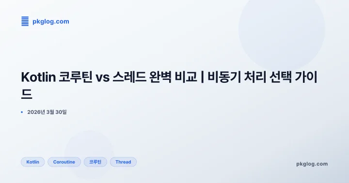 Kotlin 코루틴 vs 스레드 완벽 비교 | 비동기 처리 선택 가이드