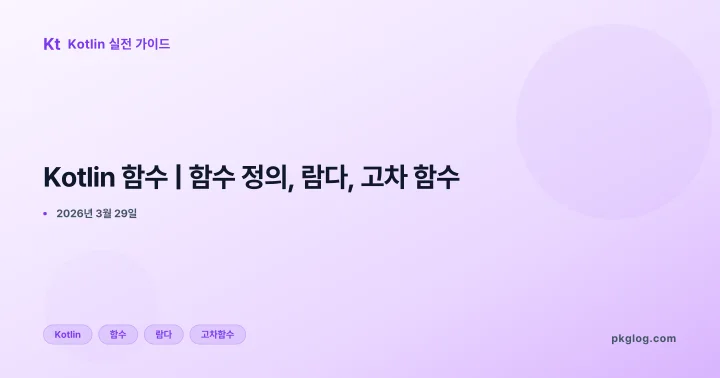 Kotlin 함수 | 함수 정의, 람다, 고차 함수