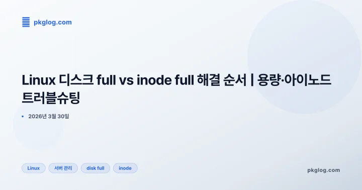 Linux 디스크 full vs inode full 해결 순서 | 용량·아이노드 트러블슈팅