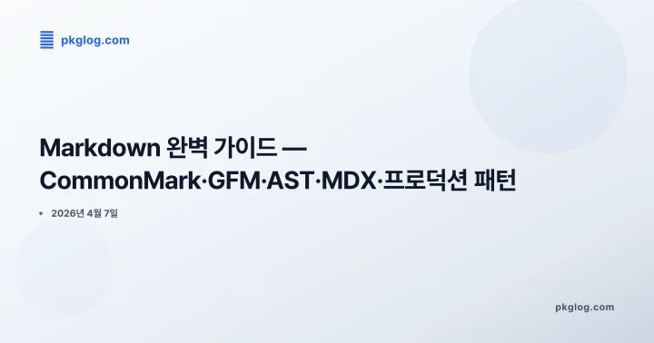 [2026] Markdown 완벽 가이드 — CommonMark·GFM·AST·MDX·프로덕션 패턴