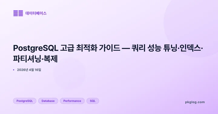 PostgreSQL 고급 최적화 가이드 — 쿼리 성능 튜닝·인덱스·파티셔닝·복제