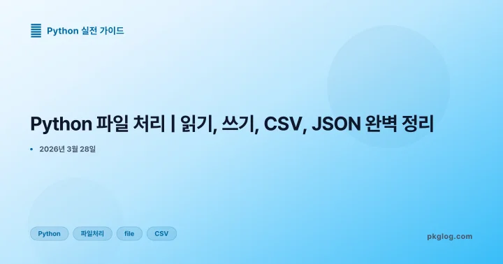 Python 파일 처리 | 읽기, 쓰기, CSV, JSON 완벽 정리