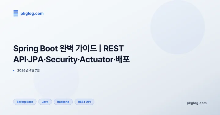 Spring Boot 완벽 가이드 | REST API·JPA·Security·Actuator·배포