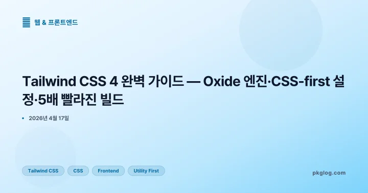 Tailwind CSS 4 완벽 가이드 — Oxide 엔진·CSS-first 설정·5배 빨라진 빌드
