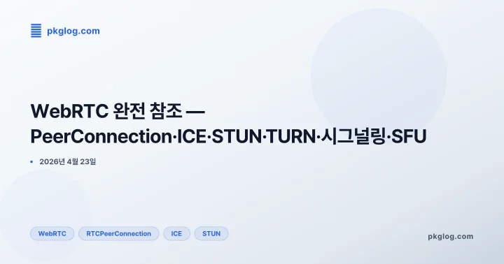 [2026] WebRTC 완전 참조 — PeerConnection·ICE·STUN·TURN·시그널링·SFU