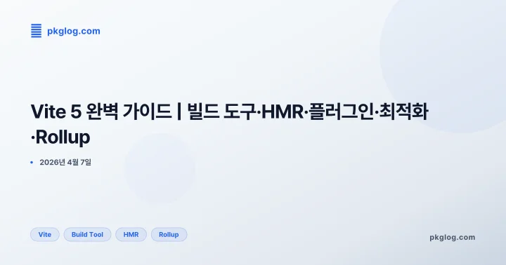 Vite 5 완벽 가이드 | 빌드 도구·HMR·플러그인·최적화·Rollup
