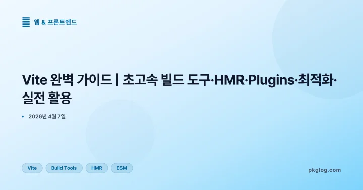 Vite 완벽 가이드 | 초고속 빌드 도구·HMR·Plugins·최적화·실전 활용