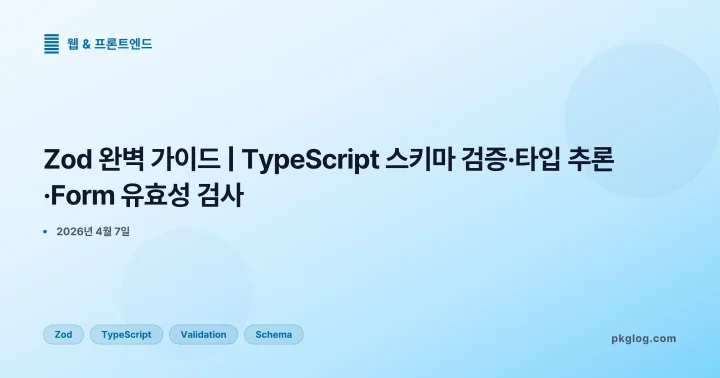 Zod 완벽 가이드 | TypeScript 스키마 검증·타입 추론·Form 유효성 검사